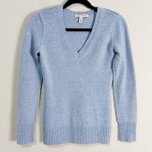 Autumn Cashmere Pastel Blue V-Neck Cashmere Sweater